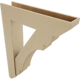 Ekena Millwork - BKTUR0756X36X48OLY06RCPR - Timberthane Faux Wood Olympic Style Bracket w/ Offset Brace, Slat Ends, 7 1/2"W x 36"D x 48"H, Primed Tan