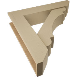 Ekena Millwork - BKTUR0756X38X38OLY06RCPR - Timberthane Faux Wood Olympic Style Bracket w/ Offset Brace, Slat Ends, 7 1/2"W x 38"D x 38"H, Primed Tan