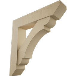 Ekena Millwork - BKTUR0756X38X38OLY06RCPR - Timberthane Faux Wood Olympic Style Bracket w/ Offset Brace, Slat Ends, 7 1/2"W x 38"D x 38"H, Primed Tan