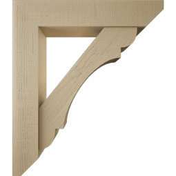 Ekena Millwork - BKTUR0756X38X44OLY06RCPR - Timberthane Faux Wood Olympic Style Bracket w/ Offset Brace, Slat Ends, 7 1/2"W x 38"D x 44"H, Primed Tan