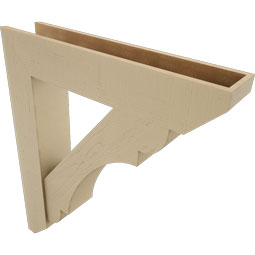 Ekena Millwork - BKTUR0756X38X44OLY06RCPR - Timberthane Faux Wood Olympic Style Bracket w/ Offset Brace, Slat Ends, 7 1/2"W x 38"D x 44"H, Primed Tan