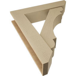 Ekena Millwork - BKTUR0756X38X44OLY06RCPR - Timberthane Faux Wood Olympic Style Bracket w/ Offset Brace, Slat Ends, 7 1/2"W x 38"D x 44"H, Primed Tan