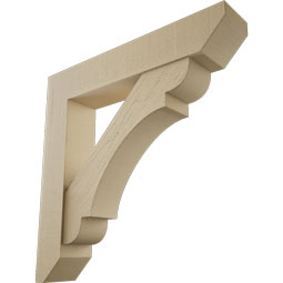 Ekena Millwork - BKTUR0756X40X40OLY06RCPR - Timberthane Faux Wood Olympic Style Bracket w/ Offset Brace, Slat Ends, 7 1/2"W x 40"D x 40"H, Primed Tan