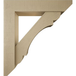 Ekena Millwork - BKTUR0756X40X44OLY06RCPR - Timberthane Faux Wood Olympic Style Bracket w/ Offset Brace, Slat Ends, 7 1/2"W x 40"D x 44"H, Primed Tan