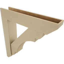 Ekena Millwork - BKTUR0756X40X44OLY06RCPR - Timberthane Faux Wood Olympic Style Bracket w/ Offset Brace, Slat Ends, 7 1/2"W x 40"D x 44"H, Primed Tan