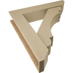 Ekena Millwork - BKTUR0756X40X44OLY06RCPR - Timberthane Faux Wood Olympic Style Bracket w/ Offset Brace, Slat Ends, 7 1/2"W x 40"D x 44"H, Primed Tan
