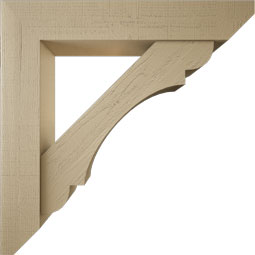 Ekena Millwork - BKTUR0756X42X42OLY06RCPR - Timberthane Faux Wood Olympic Style Bracket w/ Offset Brace, Slat Ends, 7 1/2"W x 42"D x 42"H, Primed Tan