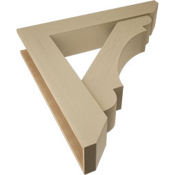 Ekena Millwork - BKTUR0756X42X42OLY06RCPR - Timberthane Faux Wood Olympic Style Bracket w/ Offset Brace, Slat Ends, 7 1/2"W x 42"D x 42"H, Primed Tan