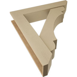 Ekena Millwork - BKTUR0756X42X48OLY06RCPR - Timberthane Faux Wood Olympic Style Bracket w/ Offset Brace, Slat Ends, 7 1/2"W x 42"D x 48"H, Primed Tan