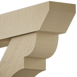 Ekena Millwork - BKTUR0756X46X46OLY06RCPR - Timberthane Faux Wood Olympic Style Bracket w/ Offset Brace, Slat Ends, 7 1/2"W x 46"D x 46"H, Primed Tan