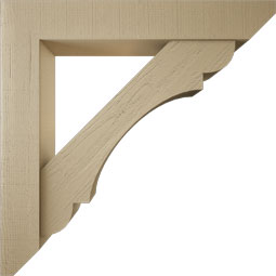 Ekena Millwork - BKTUR0756X46X46OLY06RCPR - Timberthane Faux Wood Olympic Style Bracket w/ Offset Brace, Slat Ends, 7 1/2"W x 46"D x 46"H, Primed Tan
