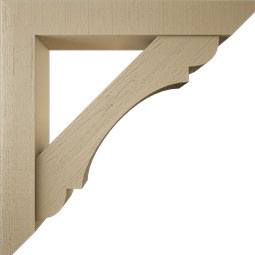 Ekena Millwork - BKTUR0756X48X48OLY06RCPR - Timberthane Faux Wood Olympic Style Bracket w/ Offset Brace, Slat Ends, 7 1/2"W x 48"D x 48"H, Primed Tan