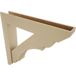Ekena Millwork - BKTUR0756X48X48OLY06RCPR - Timberthane Faux Wood Olympic Style Bracket w/ Offset Brace, Slat Ends, 7 1/2"W x 48"D x 48"H, Primed Tan