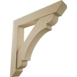 Ekena Millwork - BKTUR0756X48X48OLY06RCPR - Timberthane Faux Wood Olympic Style Bracket w/ Offset Brace, Slat Ends, 7 1/2"W x 48"D x 48"H, Primed Tan