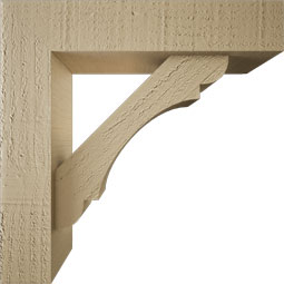 Ekena Millwork - BKTUR0352X14X14OLY05RCPR - Timberthane Faux Wood Olympic Style Bracket w/ Offset Brace, Block Ends, 3 1/2"W x 14"D x 14"H, Primed Tan