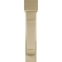 Ekena Millwork - BKTUR0352X14X18OLY05RCPR - Timberthane Faux Wood Olympic Style Bracket w/ Offset Brace, Block Ends, 3 1/2"W x 14"D x 18"H, Primed Tan