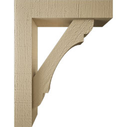 Ekena Millwork - BKTUR0352X14X18OLY05RCPR - Timberthane Faux Wood Olympic Style Bracket w/ Offset Brace, Block Ends, 3 1/2"W x 14"D x 18"H, Primed Tan