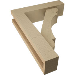 Ekena Millwork - BKTUR0352X14X18OLY05RCPR - Timberthane Faux Wood Olympic Style Bracket w/ Offset Brace, Block Ends, 3 1/2"W x 14"D x 18"H, Primed Tan