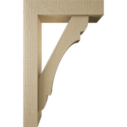 Ekena Millwork - BKTUR0352X14X22OLY05RCPR - Timberthane Faux Wood Olympic Style Bracket w/ Offset Brace, Block Ends, 3 1/2"W x 14"D x 22"H, Primed Tan
