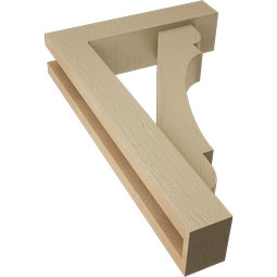 Ekena Millwork - BKTUR0352X14X22OLY05RCPR - Timberthane Faux Wood Olympic Style Bracket w/ Offset Brace, Block Ends, 3 1/2"W x 14"D x 22"H, Primed Tan