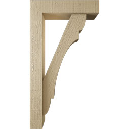 Ekena Millwork - BKTUR0352X14X26OLY05RCPR - Timberthane Faux Wood Olympic Style Bracket w/ Offset Brace, Block Ends, 3 1/2"W x 14"D x 26"H, Primed Tan