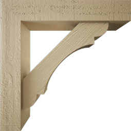 Ekena Millwork - BKTUR0352X16X16OLY05RCPR - Timberthane Faux Wood Olympic Style Bracket w/ Offset Brace, Block Ends, 3 1/2"W x 16"D x 16"H, Primed Tan
