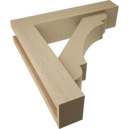 Ekena Millwork - BKTUR0352X16X16OLY05RCPR - Timberthane Faux Wood Olympic Style Bracket w/ Offset Brace, Block Ends, 3 1/2"W x 16"D x 16"H, Primed Tan