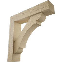 Ekena Millwork - BKTUR0352X16X16OLY05RCPR - Timberthane Faux Wood Olympic Style Bracket w/ Offset Brace, Block Ends, 3 1/2"W x 16"D x 16"H, Primed Tan