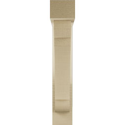 Ekena Millwork - BKTUR0352X16X20OLY05RCPR - Timberthane Faux Wood Olympic Style Bracket w/ Offset Brace, Block Ends, 3 1/2"W x 16"D x 20"H, Primed Tan