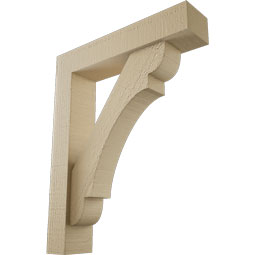 Ekena Millwork - BKTUR0352X16X20OLY05RCPR - Timberthane Faux Wood Olympic Style Bracket w/ Offset Brace, Block Ends, 3 1/2"W x 16"D x 20"H, Primed Tan