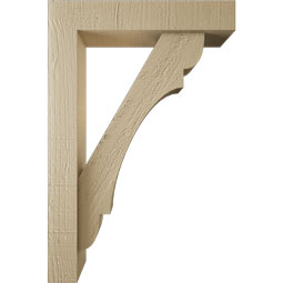Ekena Millwork - BKTUR0352X16X24OLY05RCPR - Timberthane Faux Wood Olympic Style Bracket w/ Offset Brace, Block Ends, 3 1/2"W x 16"D x 24"H, Primed Tan