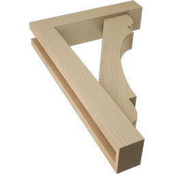 Ekena Millwork - BKTUR0352X16X24OLY05RCPR - Timberthane Faux Wood Olympic Style Bracket w/ Offset Brace, Block Ends, 3 1/2"W x 16"D x 24"H, Primed Tan