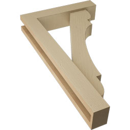 Ekena Millwork - BKTUR0352X16X28OLY05RCPR - Timberthane Faux Wood Olympic Style Bracket w/ Offset Brace, Block Ends, 3 1/2"W x 16"D x 28"H, Primed Tan