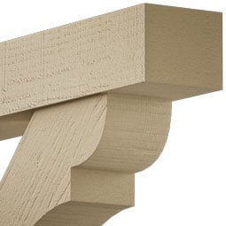 Ekena Millwork - BKTUROOLY44 - Timberthane Rough Cedar Faux Wood Olympic Block Bracket w/ Offset Brace