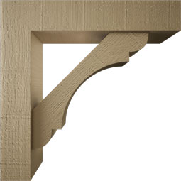 Ekena Millwork - BKTUROOLY44 - Timberthane Rough Cedar Faux Wood Olympic Block Bracket w/ Offset Brace