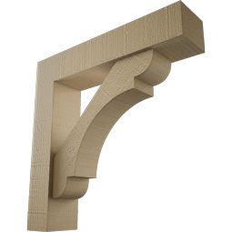 Ekena Millwork - BKTUROOLY44 - Timberthane Rough Cedar Faux Wood Olympic Block Bracket w/ Offset Brace