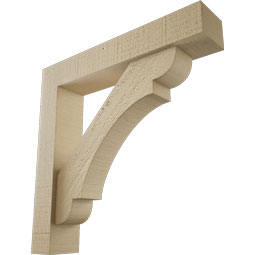 Ekena Millwork - BKTUR0352X18X18OLY05RCPR - Timberthane Faux Wood Olympic Style Bracket w/ Offset Brace, Block Ends, 3 1/2"W x 18"D x 18"H, Primed Tan