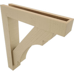 Ekena Millwork - BKTUR0352X18X22OLY05RCPR - Timberthane Faux Wood Olympic Style Bracket w/ Offset Brace, Block Ends, 3 1/2"W x 18"D x 22"H, Primed Tan