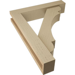 Ekena Millwork - BKTUR0352X18X22OLY05RCPR - Timberthane Faux Wood Olympic Style Bracket w/ Offset Brace, Block Ends, 3 1/2"W x 18"D x 22"H, Primed Tan
