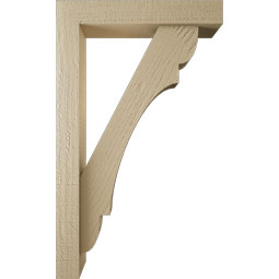 Ekena Millwork - BKTUR0352X18X30OLY05RCPR - Timberthane Faux Wood Olympic Style Bracket w/ Offset Brace, Block Ends, 3 1/2"W x 18"D x 30"H, Primed Tan
