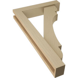 Ekena Millwork - BKTUR0352X18X30OLY05RCPR - Timberthane Faux Wood Olympic Style Bracket w/ Offset Brace, Block Ends, 3 1/2"W x 18"D x 30"H, Primed Tan