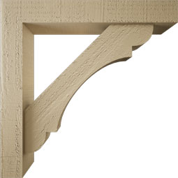 Ekena Millwork - BKTUR0352X20X20OLY05RCPR - Timberthane Faux Wood Olympic Style Bracket w/ Offset Brace, Block Ends, 3 1/2"W x 20"D x 20"H, Primed Tan