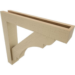 Ekena Millwork - BKTUR0352X20X20OLY05RCPR - Timberthane Faux Wood Olympic Style Bracket w/ Offset Brace, Block Ends, 3 1/2"W x 20"D x 20"H, Primed Tan