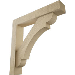 Ekena Millwork - BKTUR0352X20X20OLY05RCPR - Timberthane Faux Wood Olympic Style Bracket w/ Offset Brace, Block Ends, 3 1/2"W x 20"D x 20"H, Primed Tan