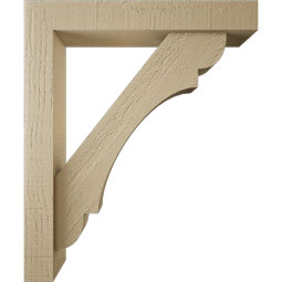 Ekena Millwork - BKTUR0352X20X24OLY05RCPR - Timberthane Faux Wood Olympic Style Bracket w/ Offset Brace, Block Ends, 3 1/2"W x 20"D x 24"H, Primed Tan