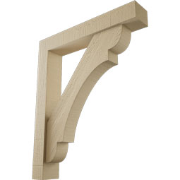 Ekena Millwork - BKTUR0352X20X24OLY05RCPR - Timberthane Faux Wood Olympic Style Bracket w/ Offset Brace, Block Ends, 3 1/2"W x 20"D x 24"H, Primed Tan