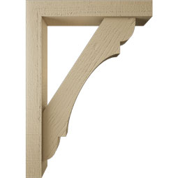 Ekena Millwork - BKTUR0352X20X28OLY05RCPR - Timberthane Faux Wood Olympic Style Bracket w/ Offset Brace, Block Ends, 3 1/2"W x 20"D x 28"H, Primed Tan