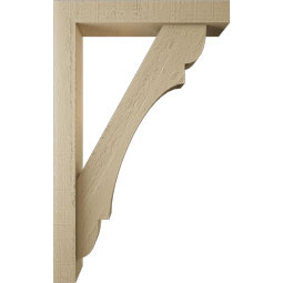 Ekena Millwork - BKTUR0352X20X32OLY05RCPR - Timberthane Faux Wood Olympic Style Bracket w/ Offset Brace, Block Ends, 3 1/2"W x 20"D x 32"H, Primed Tan