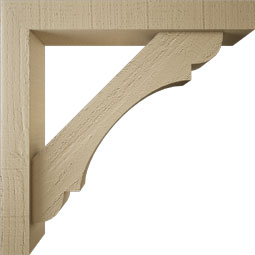 Ekena Millwork - BKTUR0352X22X22OLY05RCPR - Timberthane Faux Wood Olympic Style Bracket w/ Offset Brace, Block Ends, 3 1/2"W x 22"D x 22"H, Primed Tan
