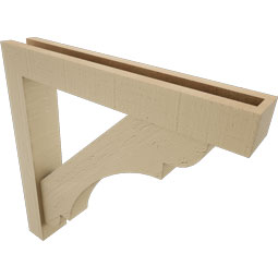 Ekena Millwork - BKTUR0352X22X22OLY05RCPR - Timberthane Faux Wood Olympic Style Bracket w/ Offset Brace, Block Ends, 3 1/2"W x 22"D x 22"H, Primed Tan
